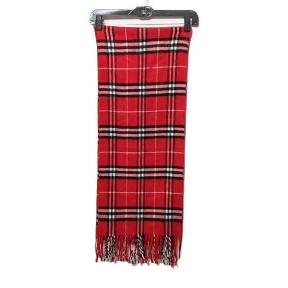 JOHNSMERE 100% Cashmere Plaid Fringe Scarf - Picture 4 of 6